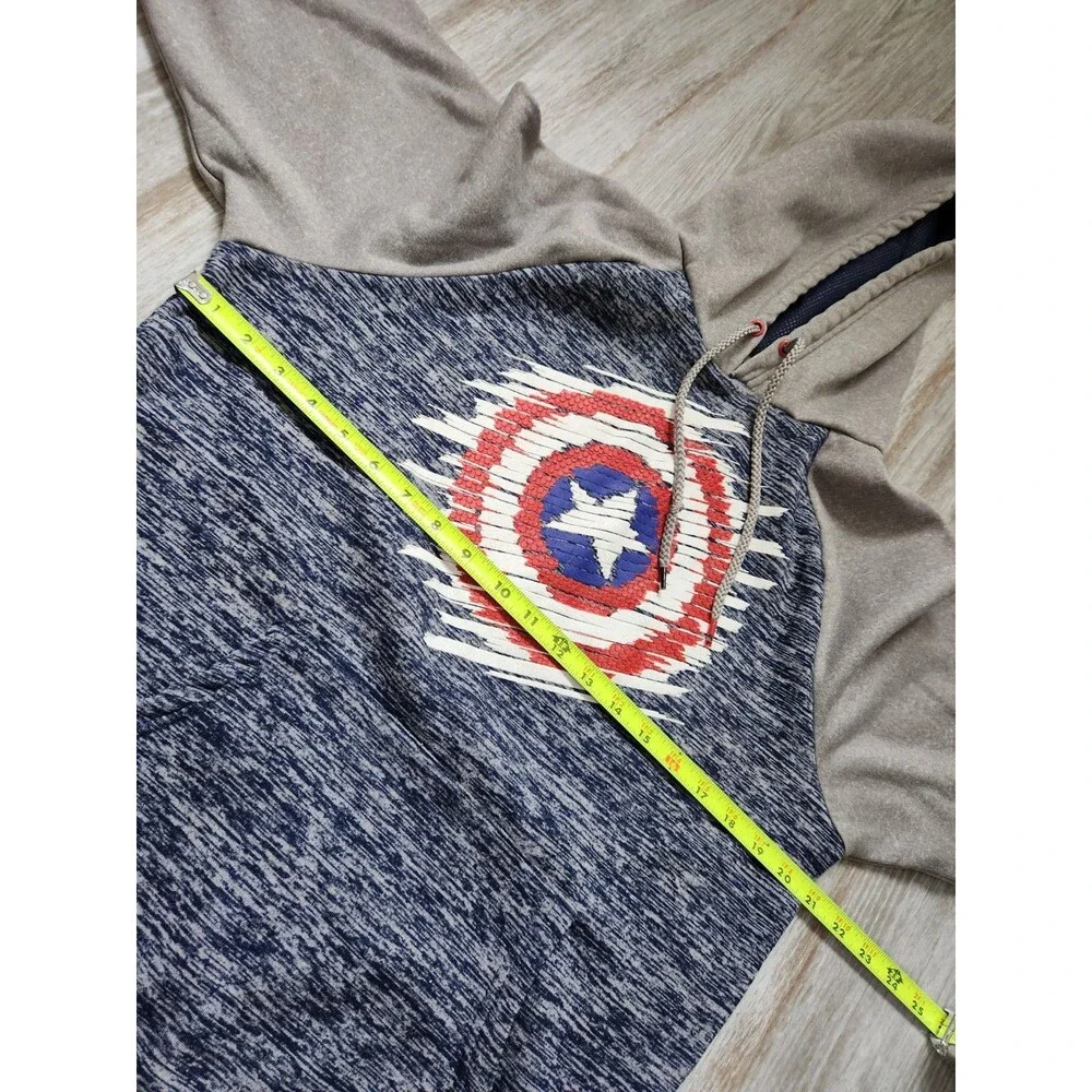 Marvel Mad Engine Captain America Men's Pullover Hoodie Gray Blue Sz S GUC
